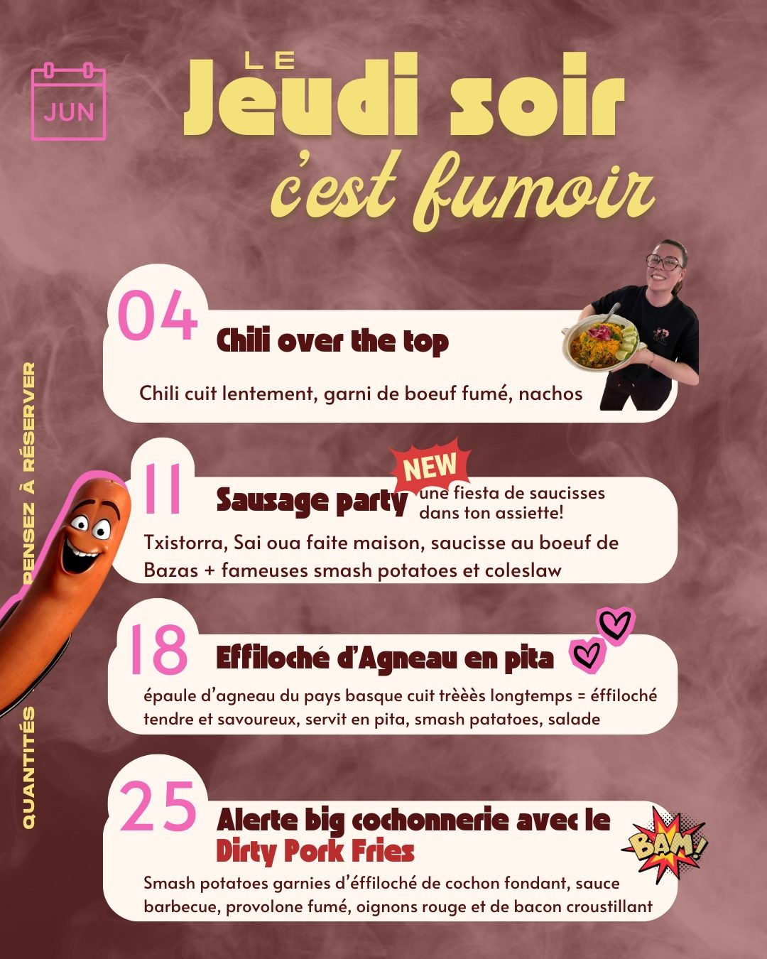 agenda jeudi soir fumoirs, barbecue, brasero