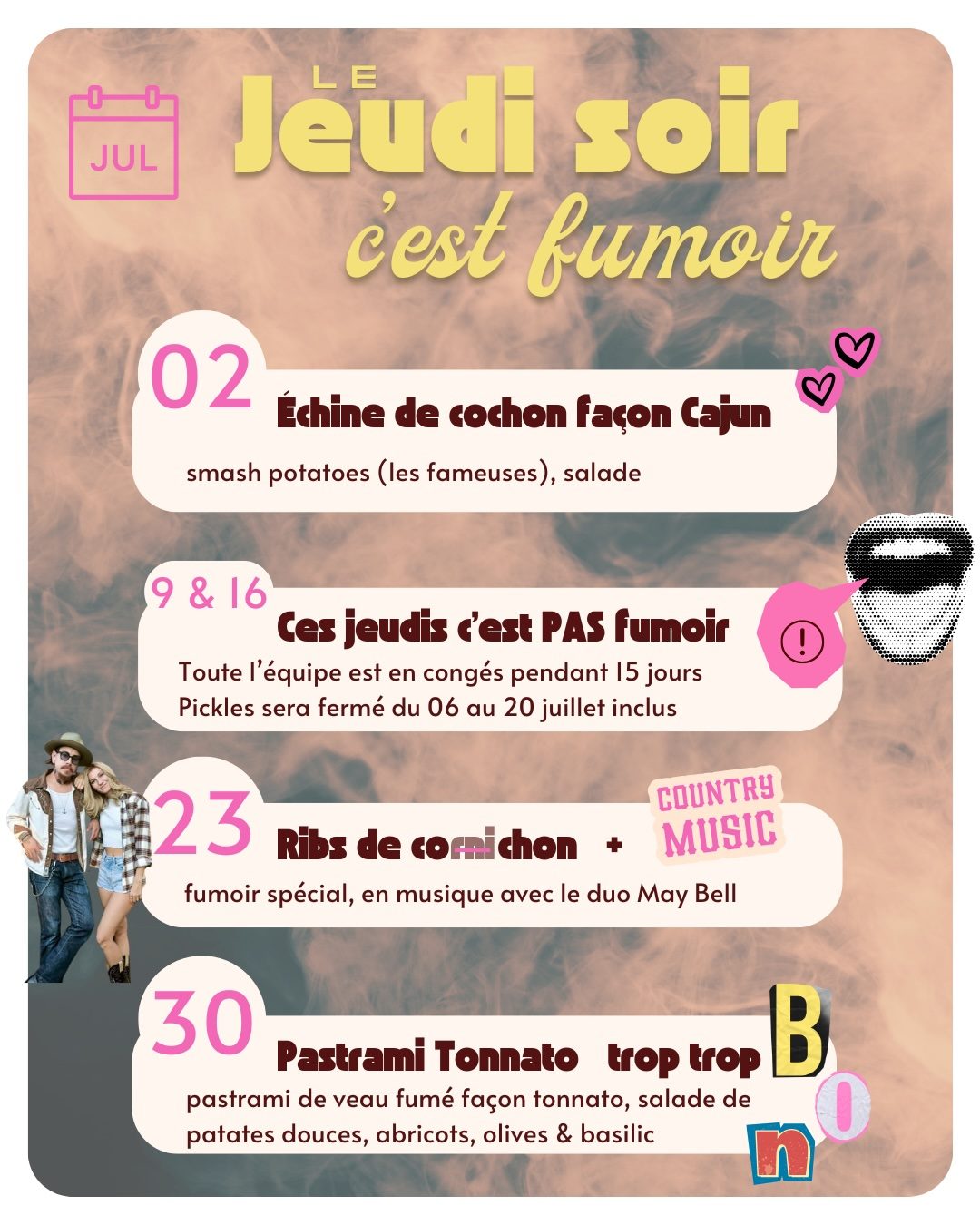 agenda fumoir Mars agenda jeudi soir fumoirs, barbecue, brasero